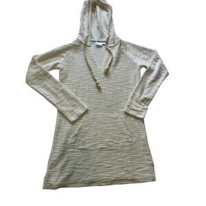 Blue Caribbean Beachwear White Knit Hoodie Dress Beach Coverup Women's Small S